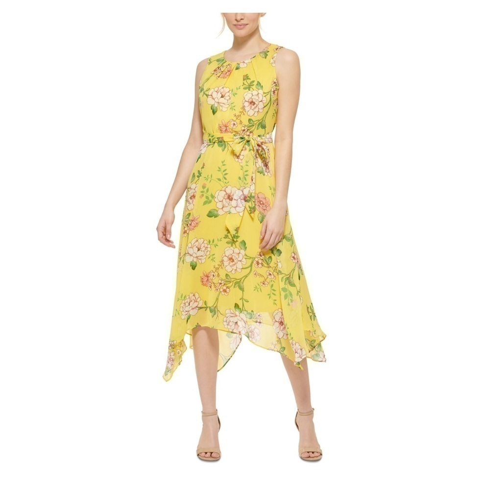 Jessica Howard Petite Yellow Floral Dress Size 10